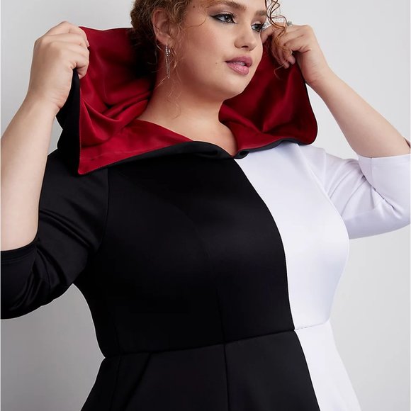 ♥️NWT VINTAGE TORRID DISNEY VILLAINS COSTUME DRESS - CRUELLA HOODED DRESS 4X - Picture 3 of 13